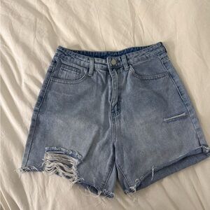 Aritzia Light Blue Distressed Jean Shorts
